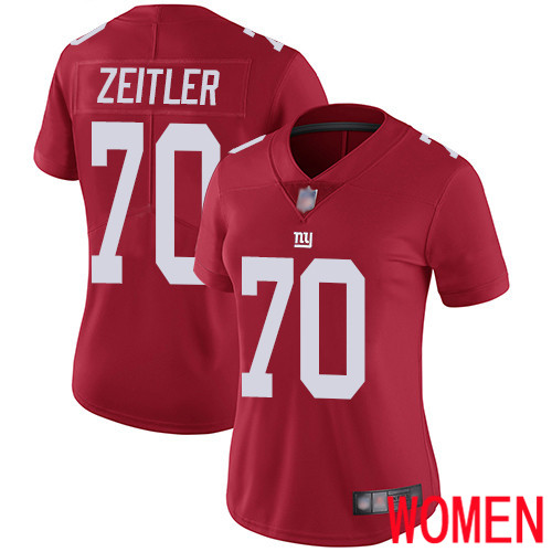 Women New York Giants #70 Kevin Zeitler Red Limited Red Inverted Legend Football NFL Jersey->women nfl jersey->Women Jersey